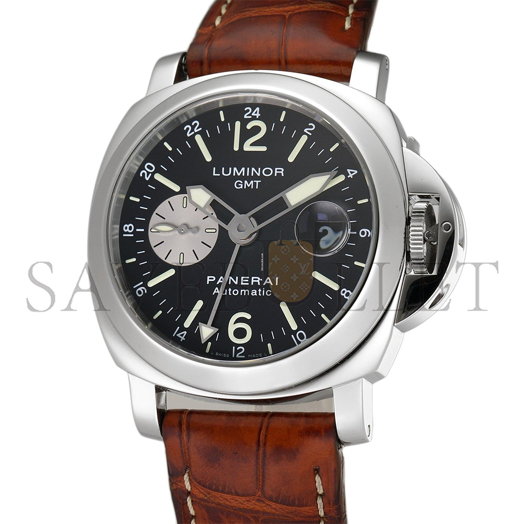 PANERAI LUMINOR GMT AUTOMATIC 44MM GMT STEEL BLACK DIAL WATCH PAM00088